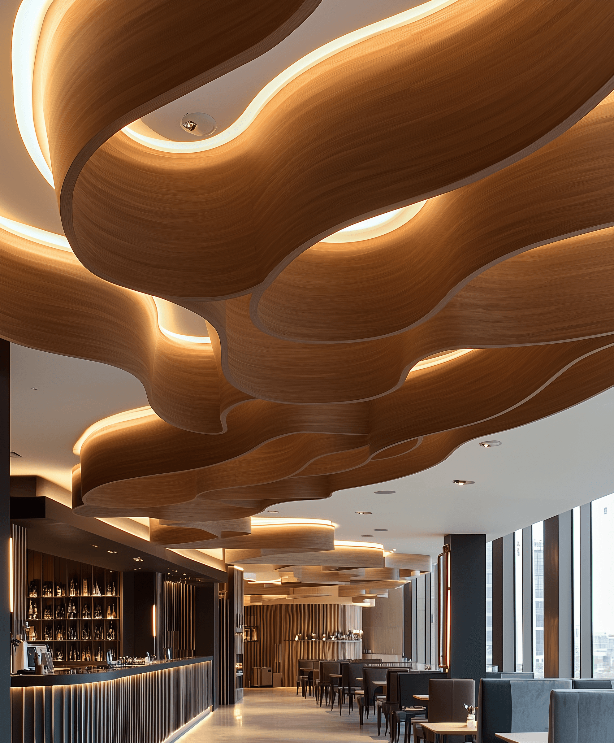 River Inspired Wood Ceiling