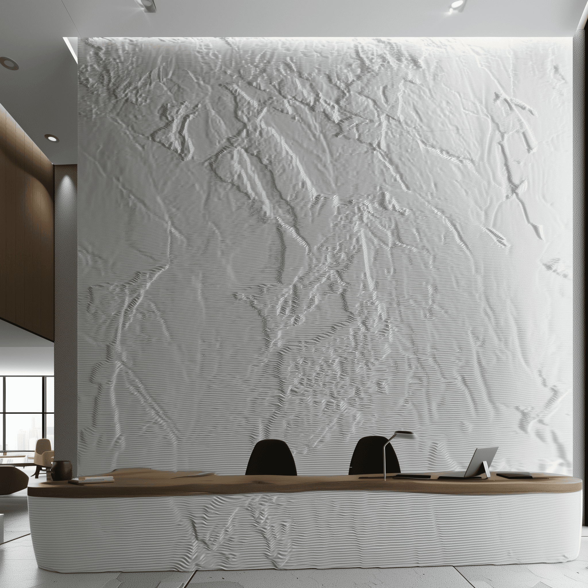 Stone Reception Wall and Desk
