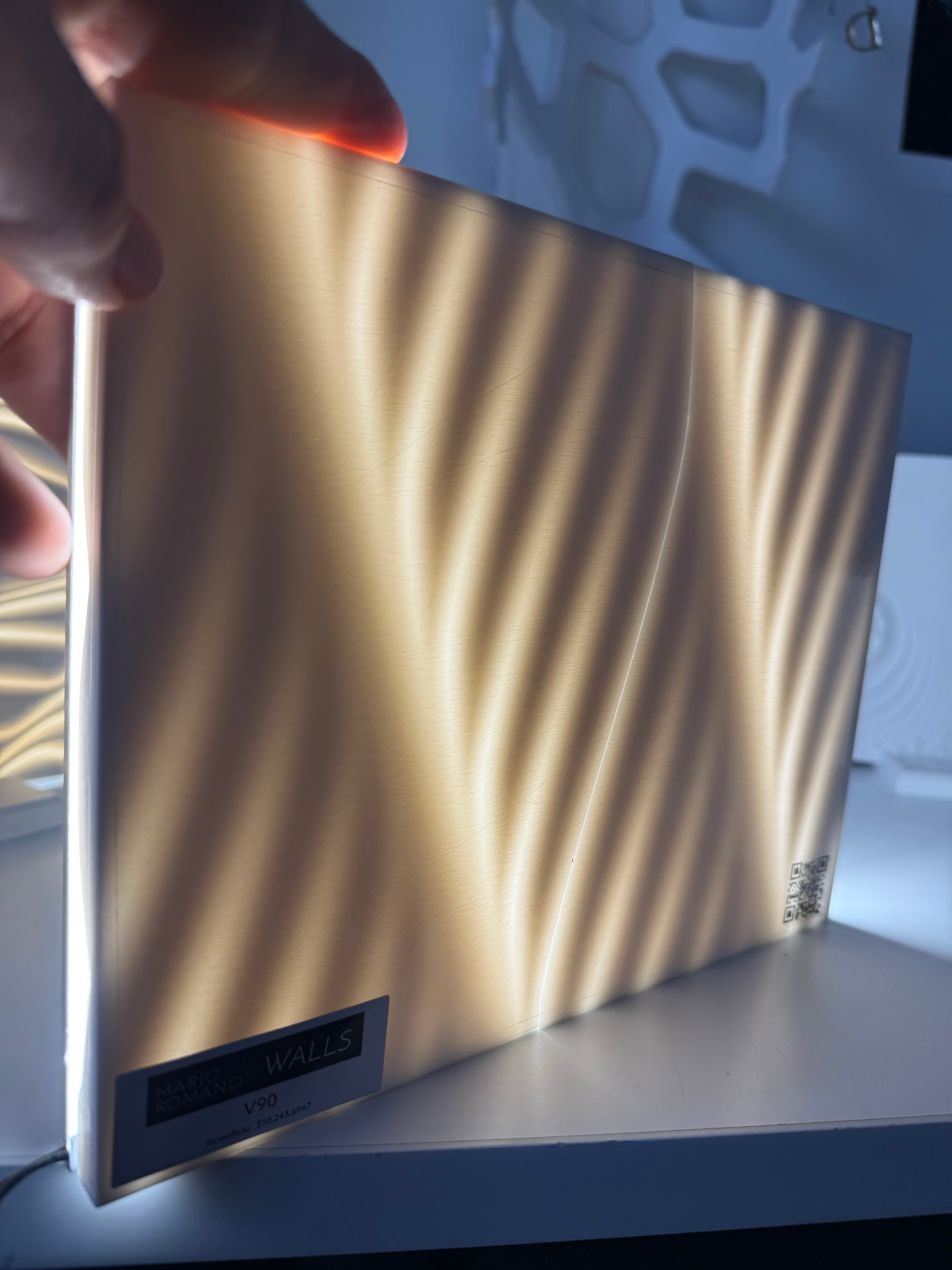 V90 Backlight Panel — Warm Glow with Hand