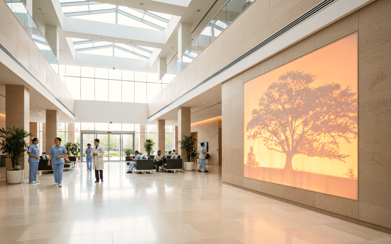 Buddha Tree Backlit Wall Hospital Lobby