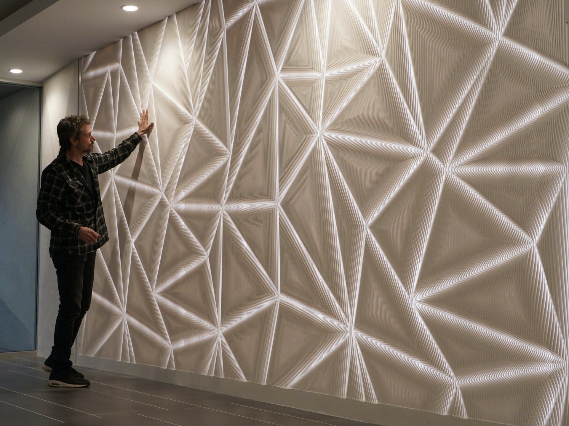 Origami Wall Backlit Glacier White Corian Solid Surface