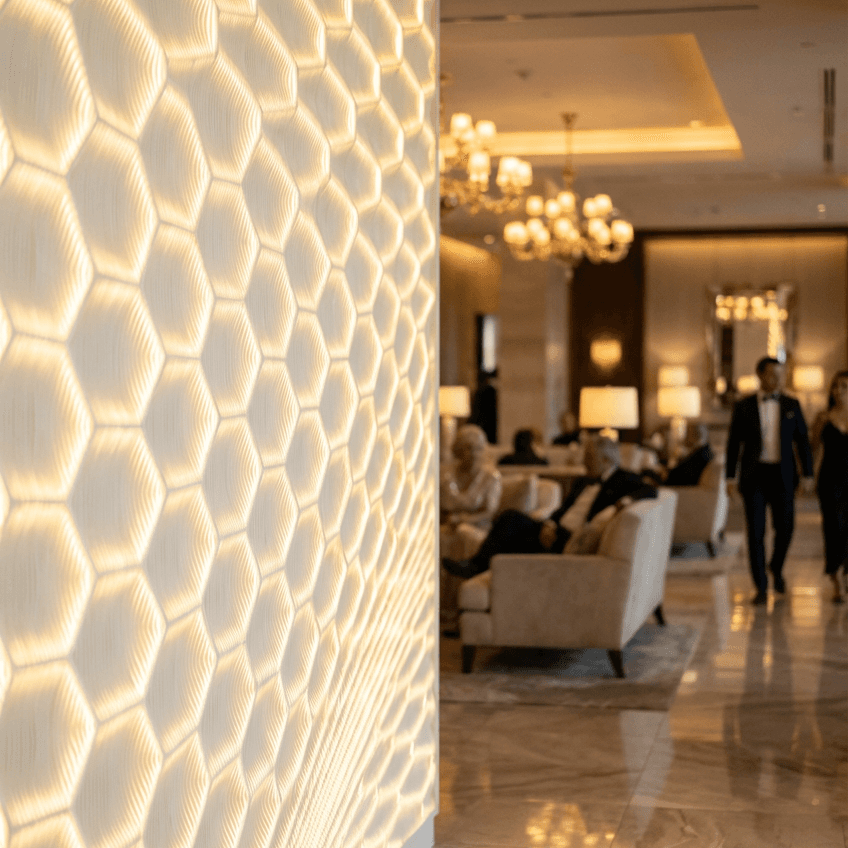 Hive Backlit Hotel Lobby Feature Wall