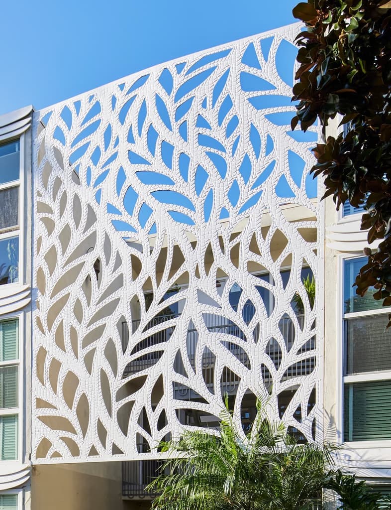custom leaf screen exterior facade